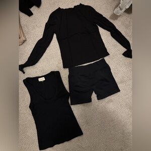 Black Long Sleeve Top and Shorts Set